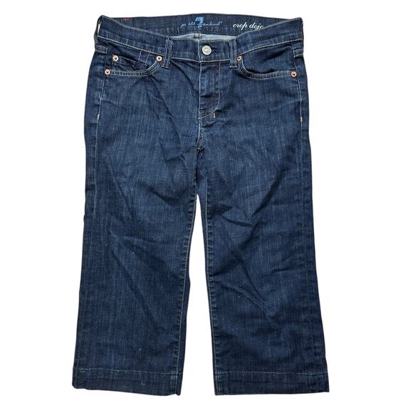 7 For All Mankind Cropped Dojo Dark Wash Denim Jeans 27 Waist - Picture 1 of 5